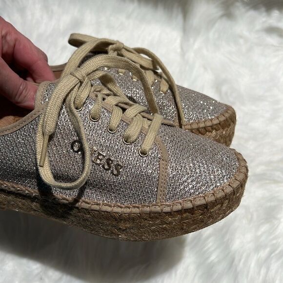 Guess gold sparkling Espadrille size 4.5/5.  B69 - Picture 9 of 14